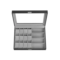 Uhrenboxen<SONGMICS Abschließbare Uhrenbox mit 16 Fächern tintenschwarz