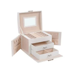 Schmuckschatullen<SONGMICS Abschließbares Schmuckkästchen Weiß