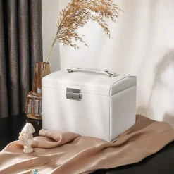 Schmuckschatullen<SONGMICS Abschließbares Schmuckkästchen Weiß