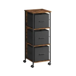 Rollcontainer<SONGMICS Aktenschrank mit 3 Schubladen vintagebraun-tintenschwarz