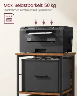 Rollcontainer<SONGMICS Aktenschrank mit 3 Schubladen vintagebraun-tintenschwarz