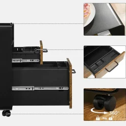 Rollcontainer<SONGMICS Aktenschrank mit 2 Schubladen auf Rollen