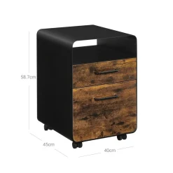 Rollcontainer<SONGMICS Aktenschrank mit 2 Schubladen auf Rollen