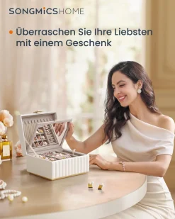 Schmuckschatullen<SONGMICS ANAH Kollektion Schmuckkästchen 2 Ebenen, mit Spiegel