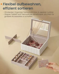 Schmuckschatullen<SONGMICS ANAH Kollektion Schmuckkästchen 2 Ebenen, mit Spiegel