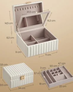Schmuckschatullen<SONGMICS ANAH Kollektion Schmuckkästchen 2 Ebenen, mit Spiegel