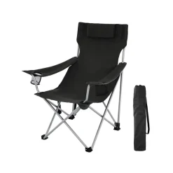 Campingstühle<SONGMICS Angelstuhl mit Getränkehalter Schwarz