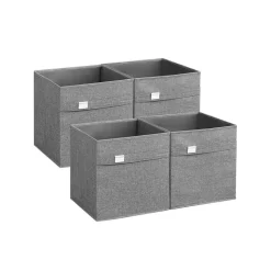Kleideraufbewahrung<SONGMICS Aufbewahrungsbox 4er Set 33 x 33 x 33 cm taubengrau