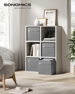 Kleideraufbewahrung<SONGMICS Aufbewahrungsbox 4er Set 33 x 33 x 33 cm taubengrau