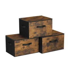 Kosmetikorganizer|Waschküche<SONGMICS Aufbewahrungsbox mit Deckel vintagebraun-schwarz Vintagebraun + Schwarz