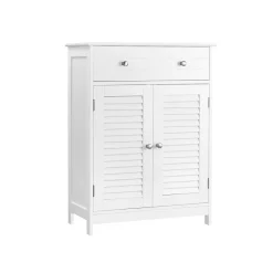 Badezimmer|Badezimmerschränke<SONGMICS Badezimmerschrank mit Lamellentüren Weiβ