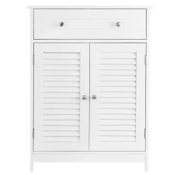 Badezimmer|Badezimmerschränke<SONGMICS Badezimmerschrank mit Lamellentüren Weiβ