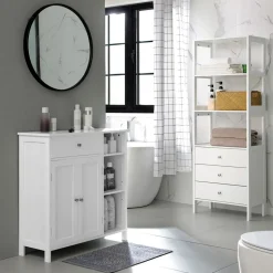 Badezimmer|Badezimmerschränke<SONGMICS Badezimmerschrank mit Schublade Weiβ