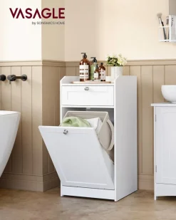 Badezimmerschränke|Wäschekörbe<SONGMICS Badezimmerschrank mit Wäschekorb 40 x 40 x 80,2 cm