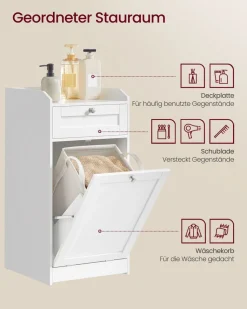 Badezimmerschränke|Wäschekörbe<SONGMICS Badezimmerschrank mit Wäschekorb 40 x 40 x 80,2 cm