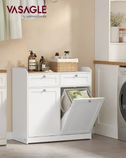 Badezimmerschränke|Wäschekörbe<SONGMICS Badezimmerschrank mit Wäschekorb 40 x 40 x 80,2 cm