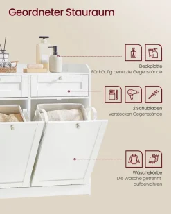 Badezimmerschränke|Wäschekörbe<SONGMICS Badezimmerschrank mit Wäschekorb 40 x 40 x 80,2 cm