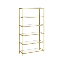 Aufbewahrungsregale<SONGMICS Badregal gehärtetes Glas transparent-metallisches Gold