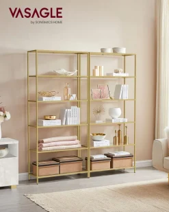 Aufbewahrungsregale<SONGMICS Badregal gehärtetes Glas transparent-metallisches Gold