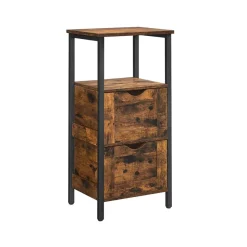 Badezimmer|Badezimmerschränke<SONGMICS Badschrank mit 2 Schubladen Vintagebraun-Schwarz