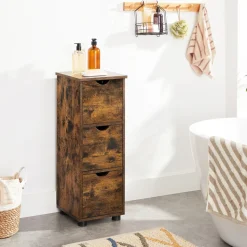 Badezimmer|Badezimmerschränke<SONGMICS Badschrank mit Schubladen Vintagebraun