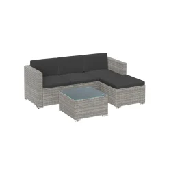 Gartenmöbel-Sets<SONGMICS Balkonmöbel aus PE-Polyrattan mit Kissen und Glastisch