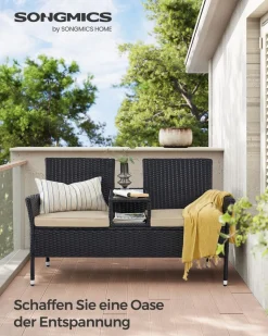 Gartenmöbel-Sets<SONGMICS Balkonmöbel aus PE-Polyrattan mit Tisch