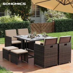 Gartenmöbel-Sets|Gartenstühle<SONGMICS Balkonmöbel-Set aus PE-Rattan