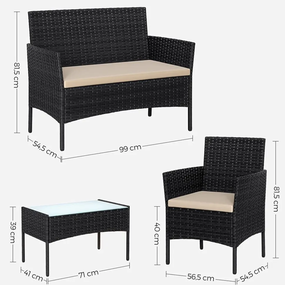 Gartenmöbel-Sets|Gartenstühle<SONGMICS Balkonmöbel-Set 4-teilig