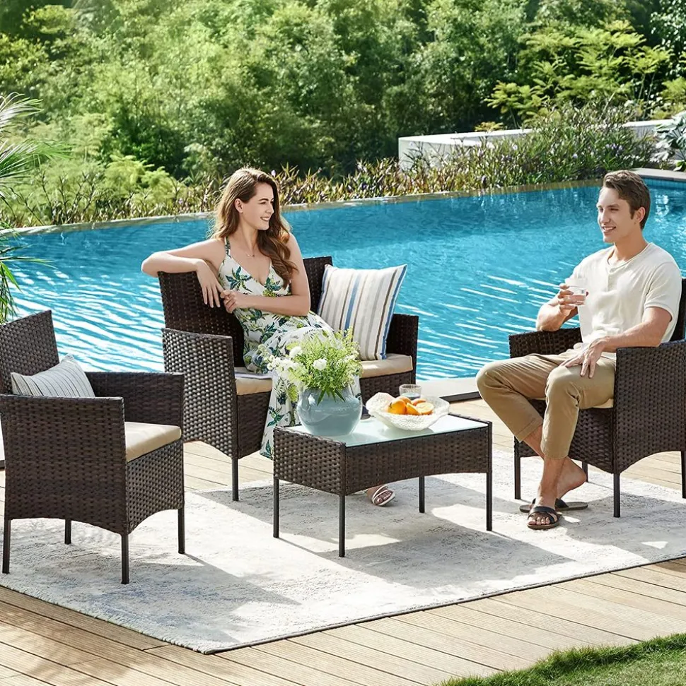 Gartenmöbel-Sets|Gartenstühle<SONGMICS Balkonmöbel-Set 4-teilig