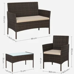 Gartenmöbel-Sets|Gartenstühle<SONGMICS Balkonmöbel-Set 4-teilig