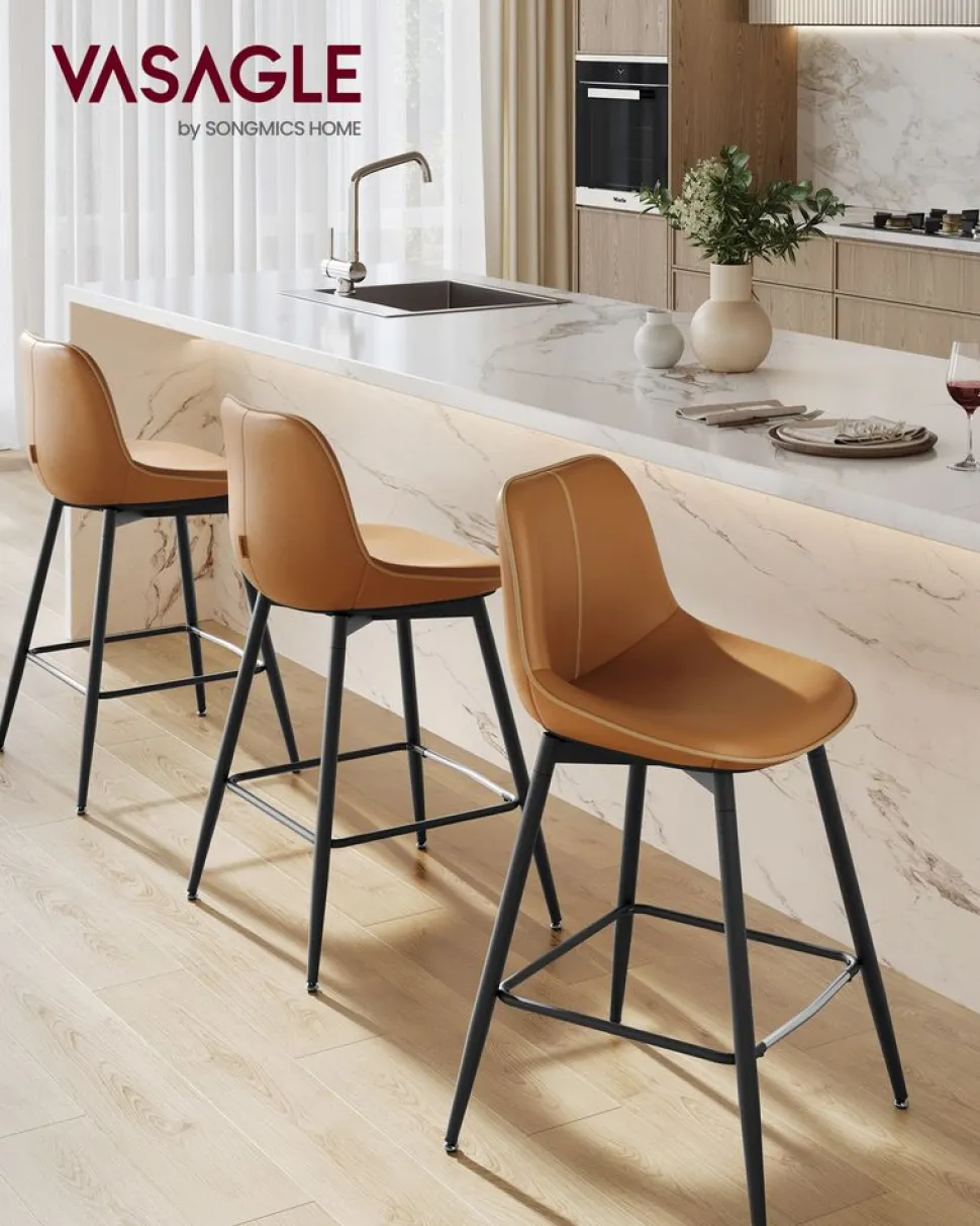 Barhocker<SONGMICS Barhocker 2er Set 62 cm hoch tintenschwarz