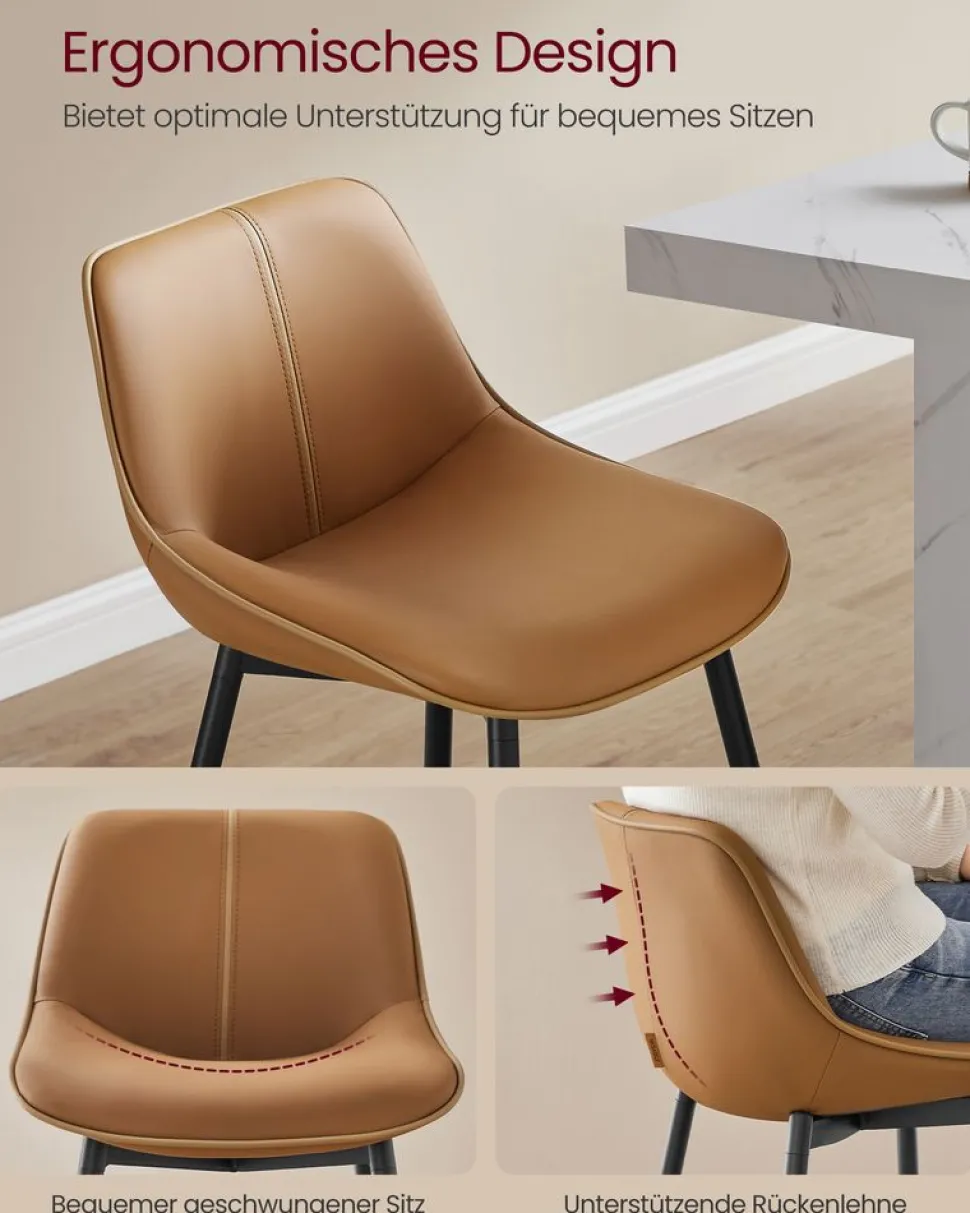 Barhocker<SONGMICS Barhocker 2er Set 62 cm hoch tintenschwarz