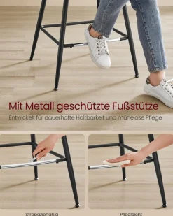 Barhocker<SONGMICS Barhocker 2er Set 62 cm hoch tintenschwarz