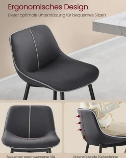 Barhocker<SONGMICS Barhocker 2er Set 62 cm hoch tintenschwarz