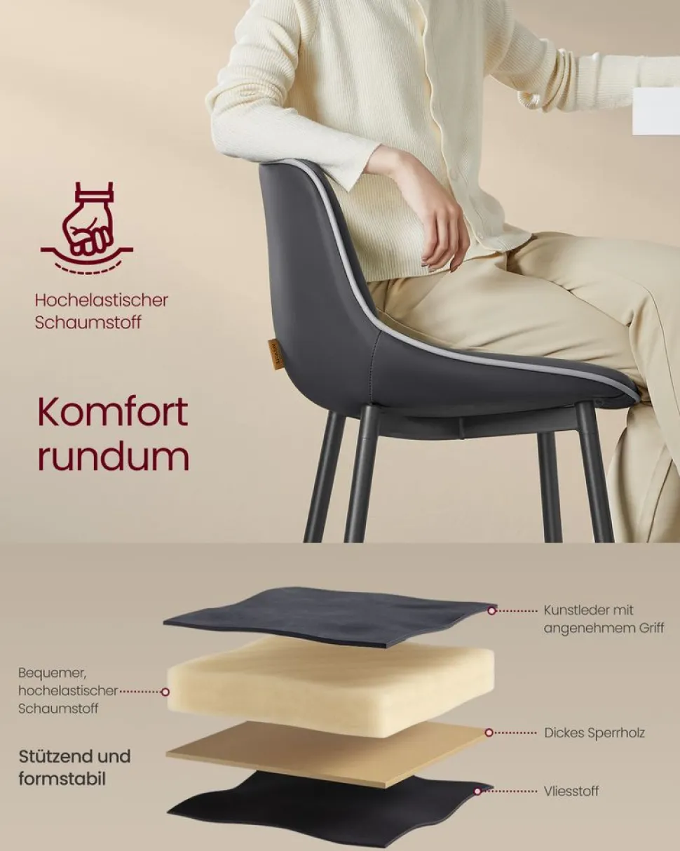 Barhocker<SONGMICS Barhocker 2er Set 62 cm hoch tintenschwarz