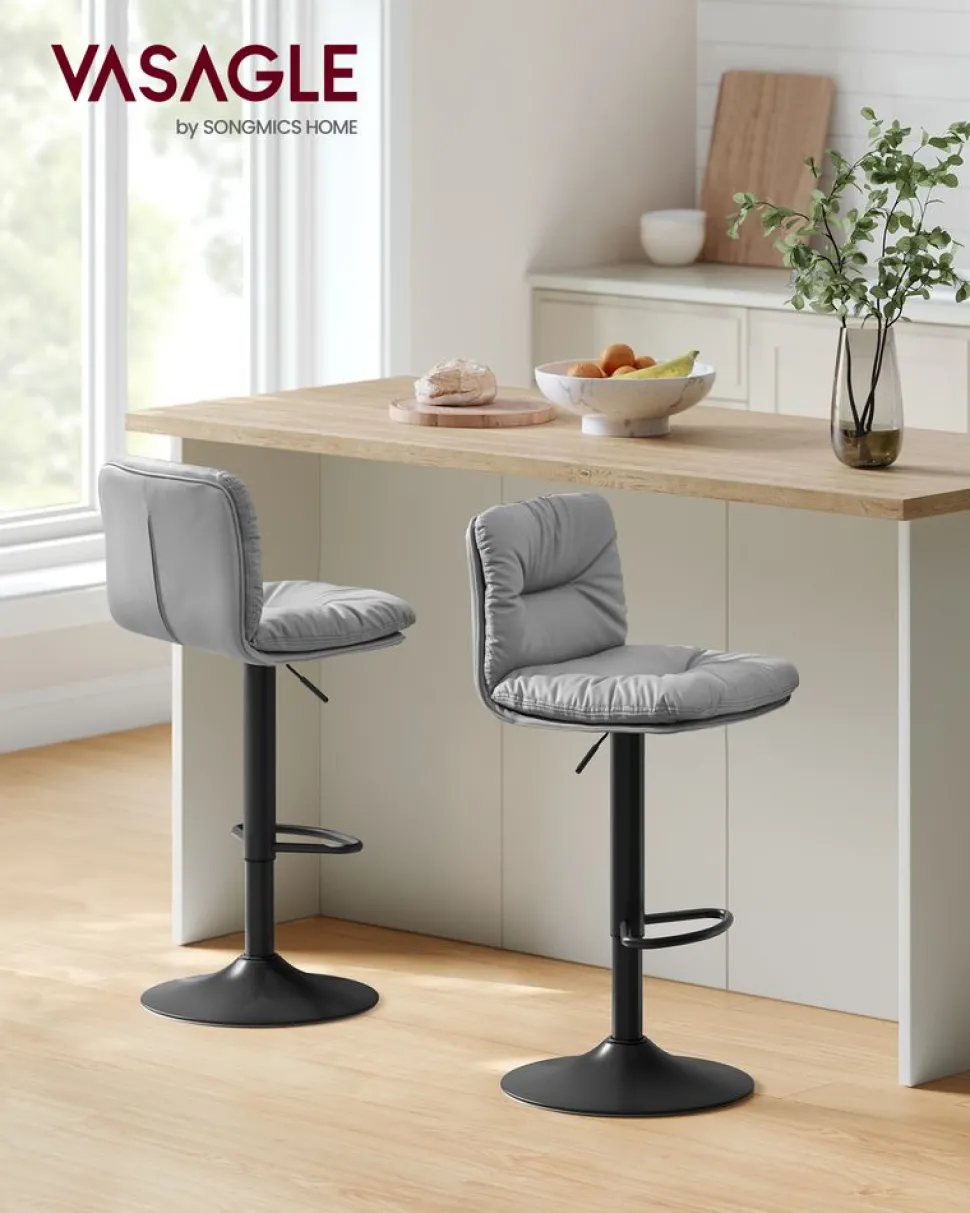Barhocker<SONGMICS Barhocker 2er Set 360° drehbar grau