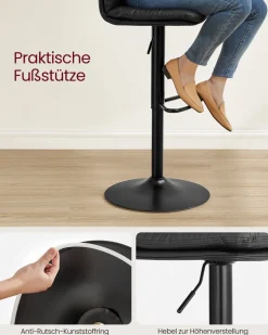 Barhocker<SONGMICS Barhocker 2er Set 360° drehbar grau