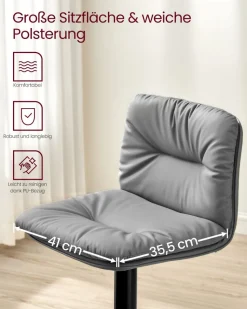 Barhocker<SONGMICS Barhocker 2er Set 360° drehbar grau