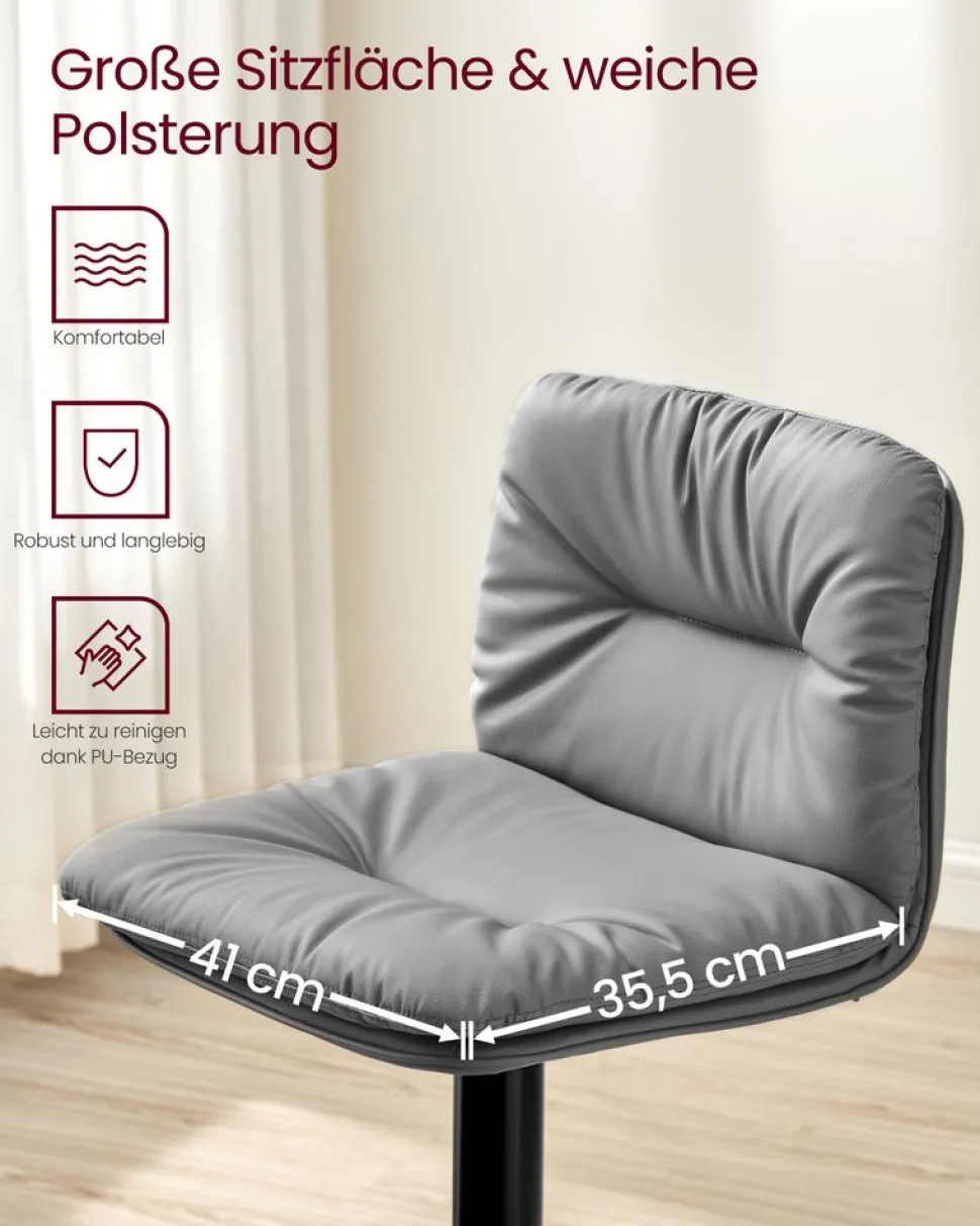Barhocker<SONGMICS Barhocker 2er Set 360° drehbar grau