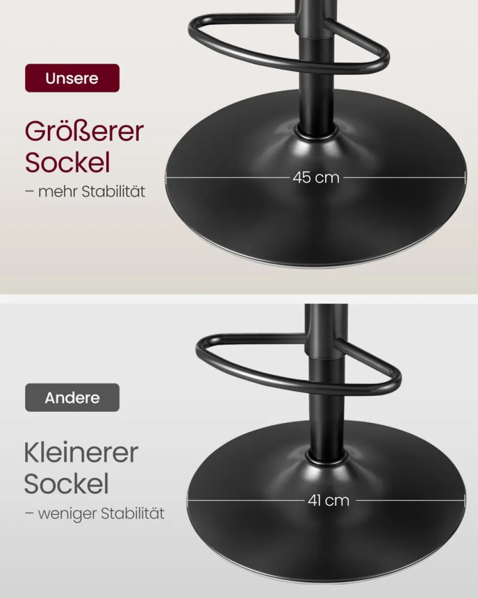 Barhocker<SONGMICS Barhocker 2er Set 360° drehbar grau