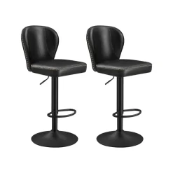 Barhocker<SONGMICS Barhocker 2er Set drehbar mit Rückenlehne tintenschwarz