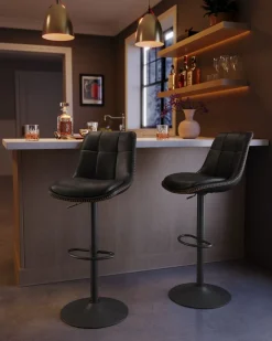 Barhocker<SONGMICS Barhocker 2er Set mit Rückenlehne tintenschwarz