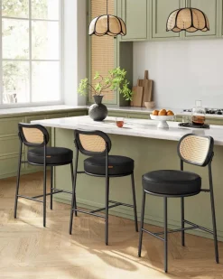 Barhocker<SONGMICS Barstühle hohe Theke Küchenhocker mit gebogener Rückenlehne