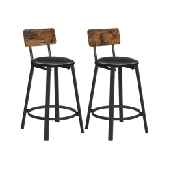 Barhocker<SONGMICS Barstühle Industrie-Design einfacher Aufbau vintagebraun-tintenschwarz