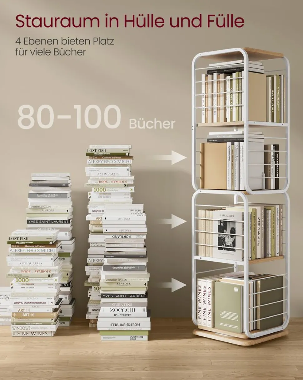 Aufbewahrungsregale<SONGMICS Bücherregal 4 Ebenen mit Buchstützen ebenholzschwarz-tintenschwarz