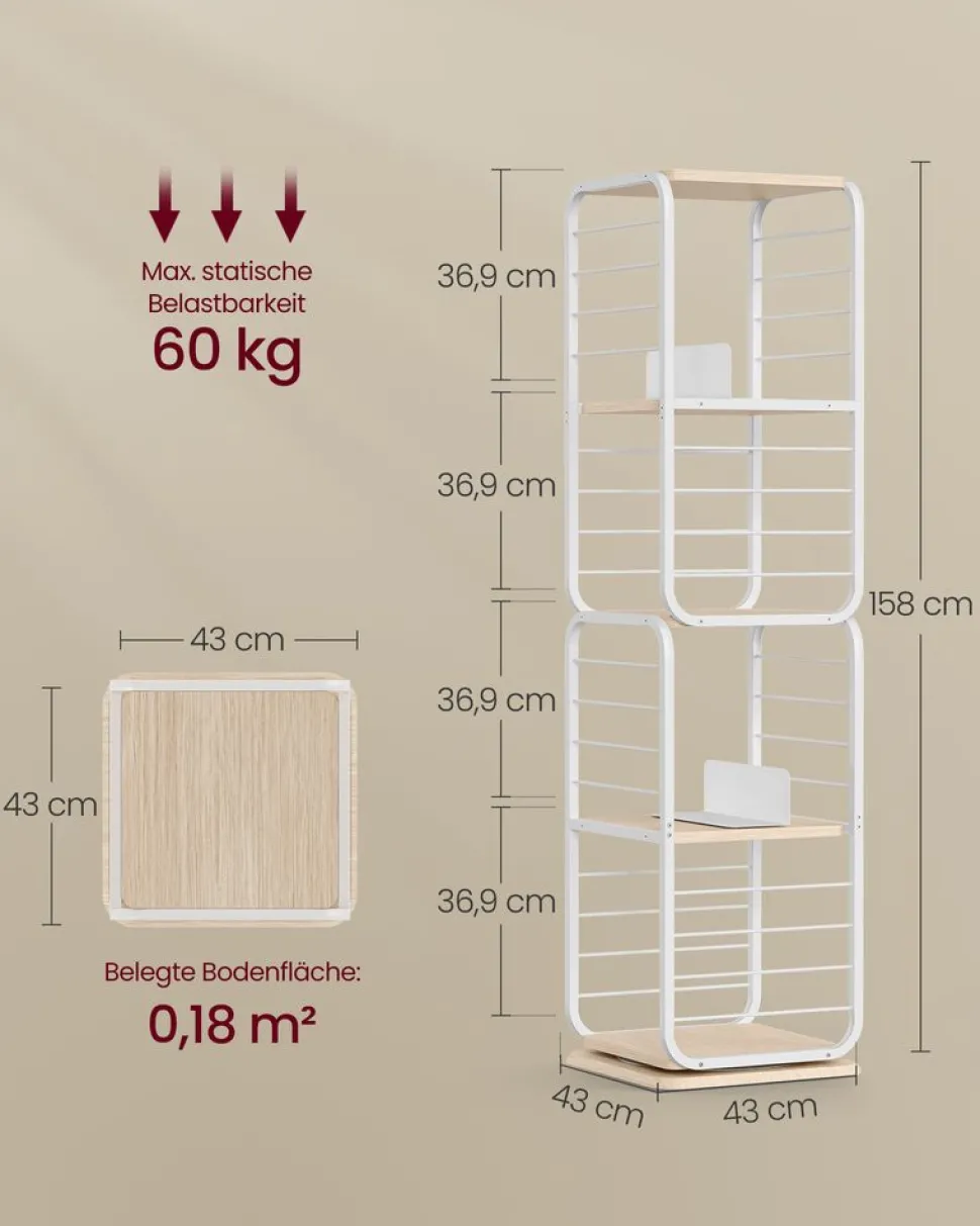 Aufbewahrungsregale<SONGMICS Bücherregal 4 Ebenen mit Buchstützen ebenholzschwarz-tintenschwarz