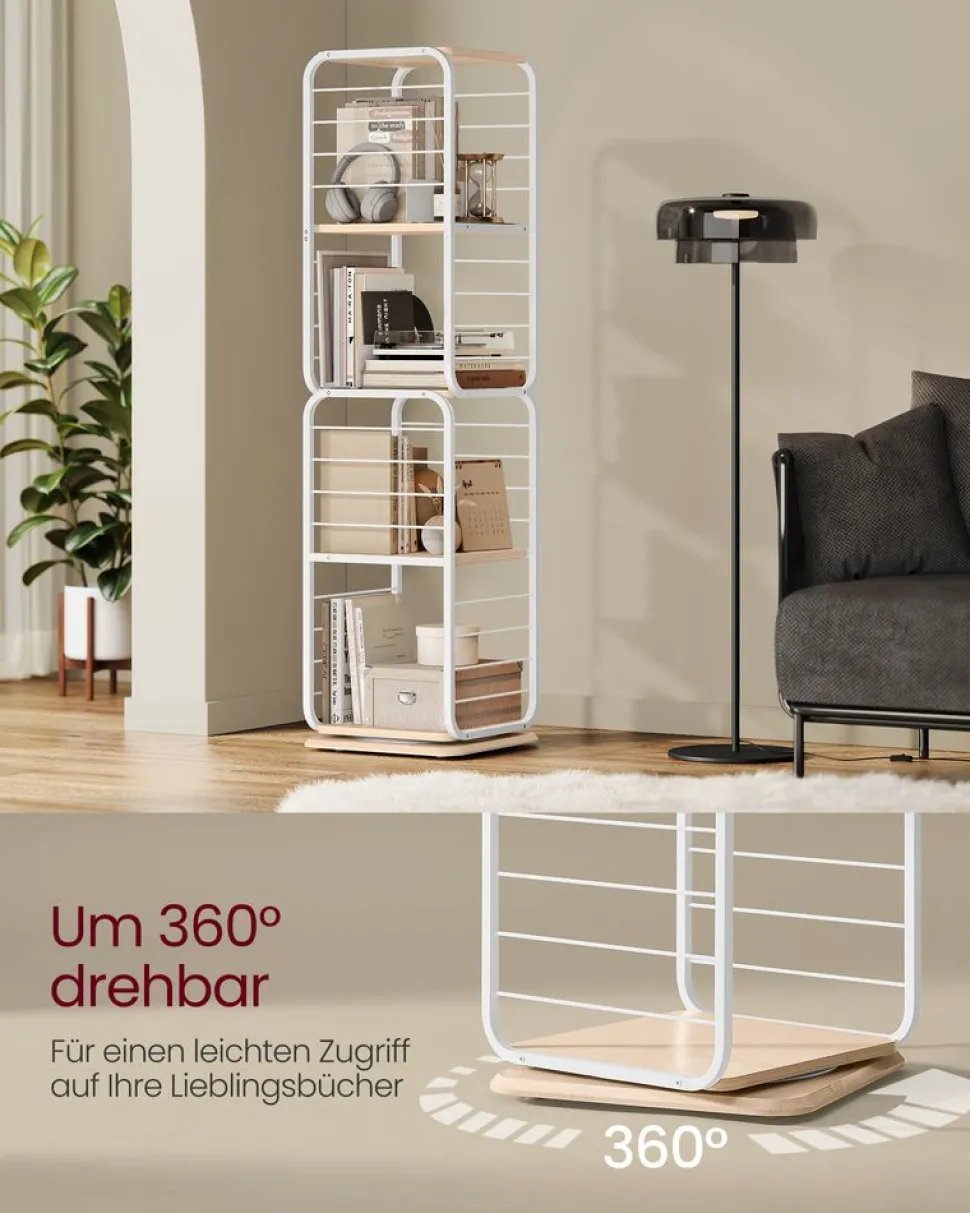 Aufbewahrungsregale<SONGMICS Bücherregal 4 Ebenen mit Buchstützen ebenholzschwarz-tintenschwarz