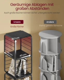 Aufbewahrungsregale<SONGMICS Bücherregal 4 Ebenen mit Buchstützen ebenholzschwarz-tintenschwarz
