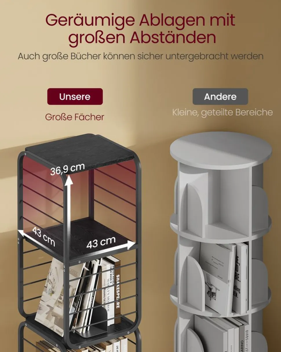 Aufbewahrungsregale<SONGMICS Bücherregal 4 Ebenen mit Buchstützen ebenholzschwarz-tintenschwarz